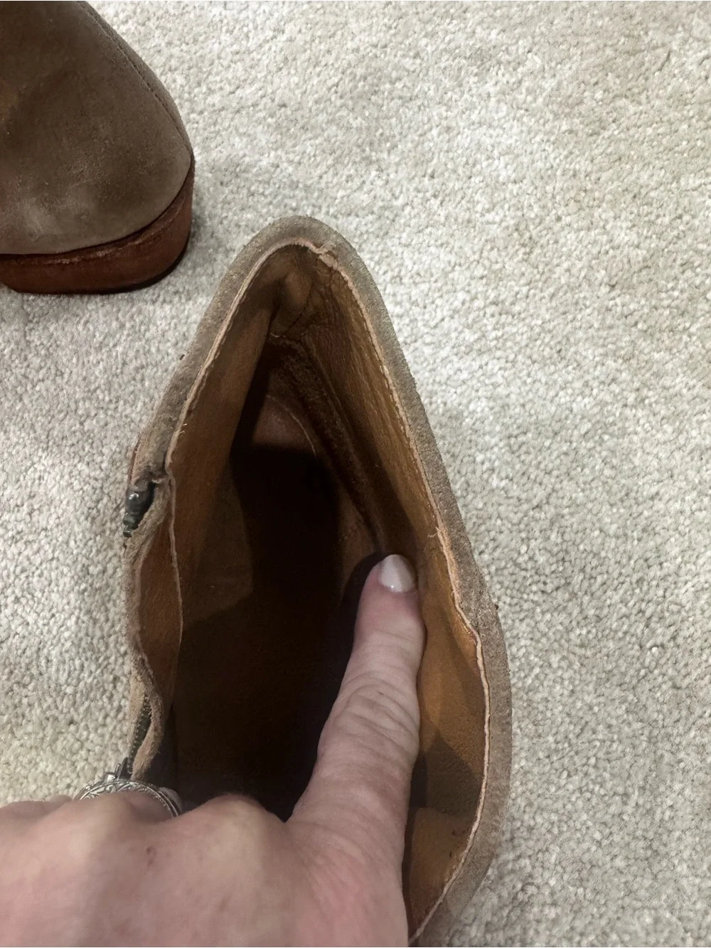 Womens Frye tan Suede side-zip Bootie, size 7.5 Never worn